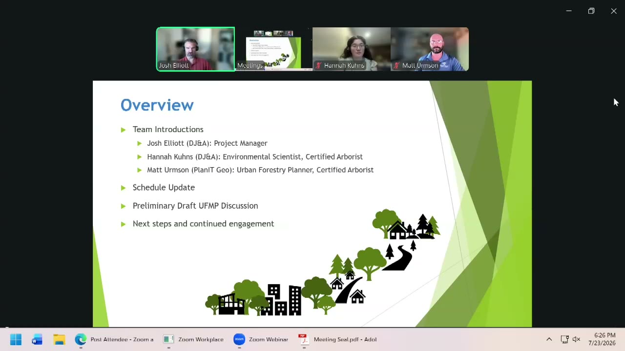 Board provides extensive feedback on Urban Forest Management Plan preliminary draft, focuses on canopy goals and implementation details